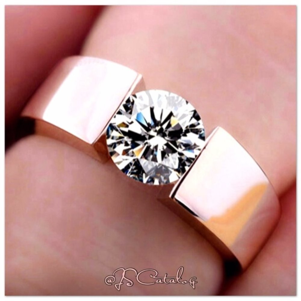 Cubic Zirconia on Rose Gold Plated Ring